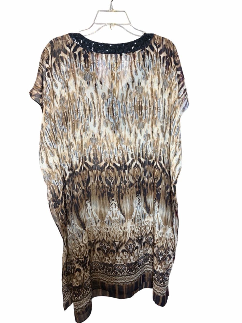 Chico's Brown, Black and Cream Patterned V-Neck Tunic - Picture 2 of 4